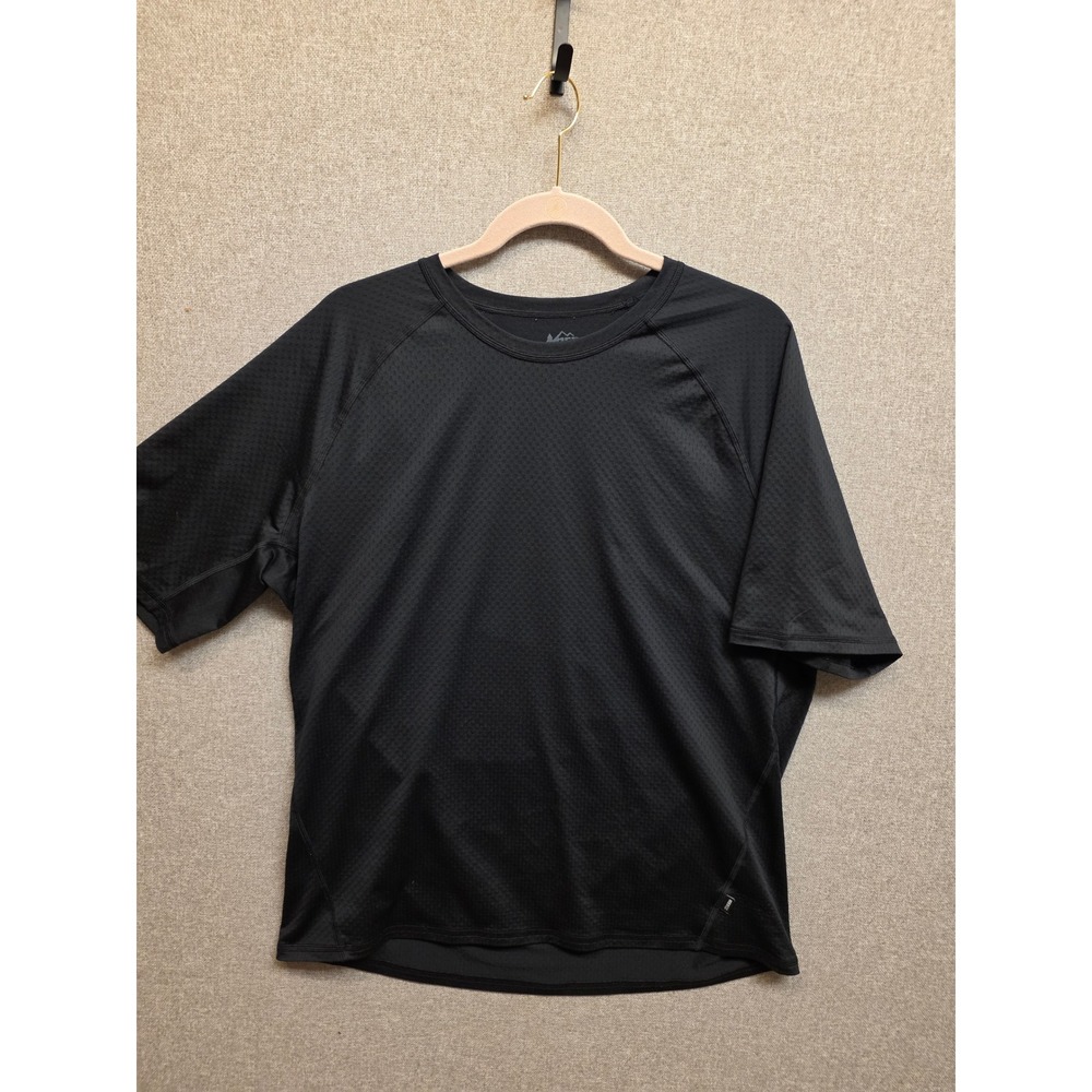 REI Co-op Mens Active T-Shirt Black Textured Mesh Raglan Sleeve‎ Large 153828